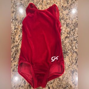 GK Crushed red velvet gymnastics leo